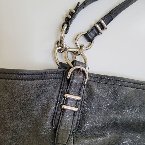 $698 COACH metallic black leather LIMITED Kristin Pinnacle LARGE TOTE BAG PURSE - Picture 8 of 16